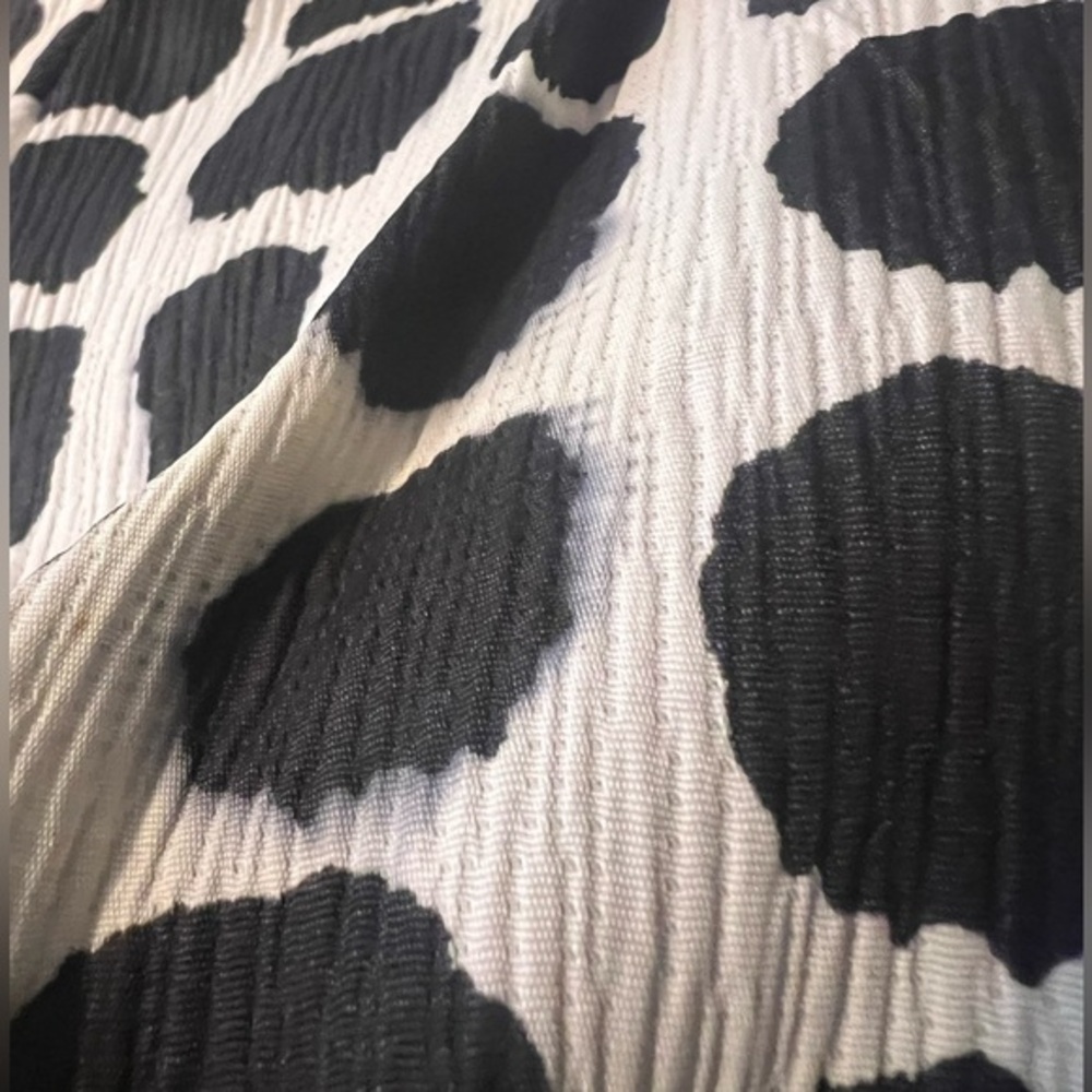 Vintage 1960 Black White Dress w/ Built in Tassel Scarf Rear Zipper Dress 16 1/2 - Picture 5 of 6